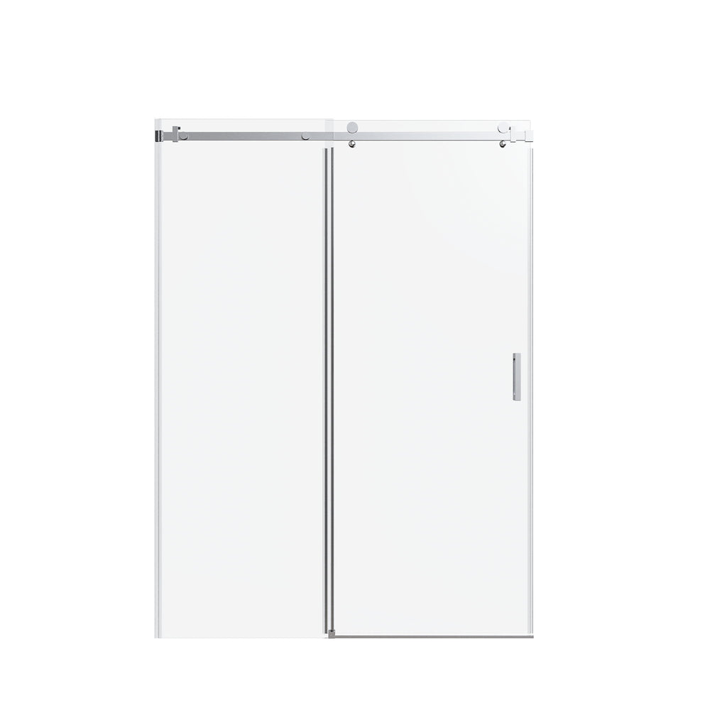 Frameless Single Sliding Shower Doors With Reversible Installation, 5 / 16" Tempered Glass - Chrome