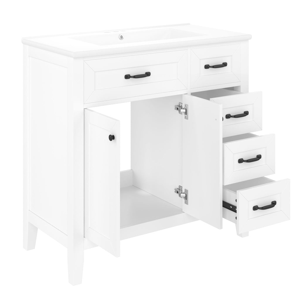 Modern Bathroom Vanity With Sink, Freestanding Design With Drawers And Doors