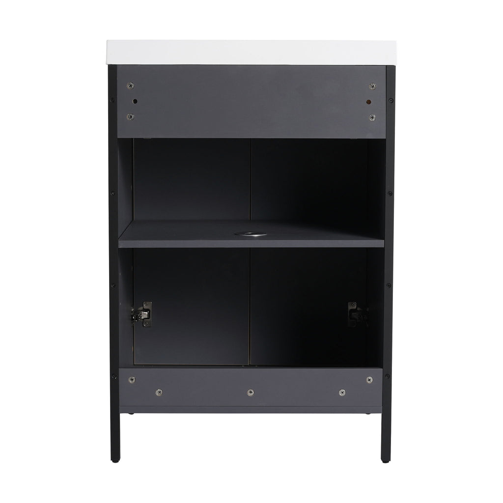 Contemporary Freestanding Bathroom Vanity With Adjustable Shelves