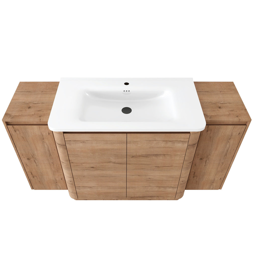 Freestanding Bathroom Vanity With Sink, 2 Small Storage Cabinets, Soft Close Doors