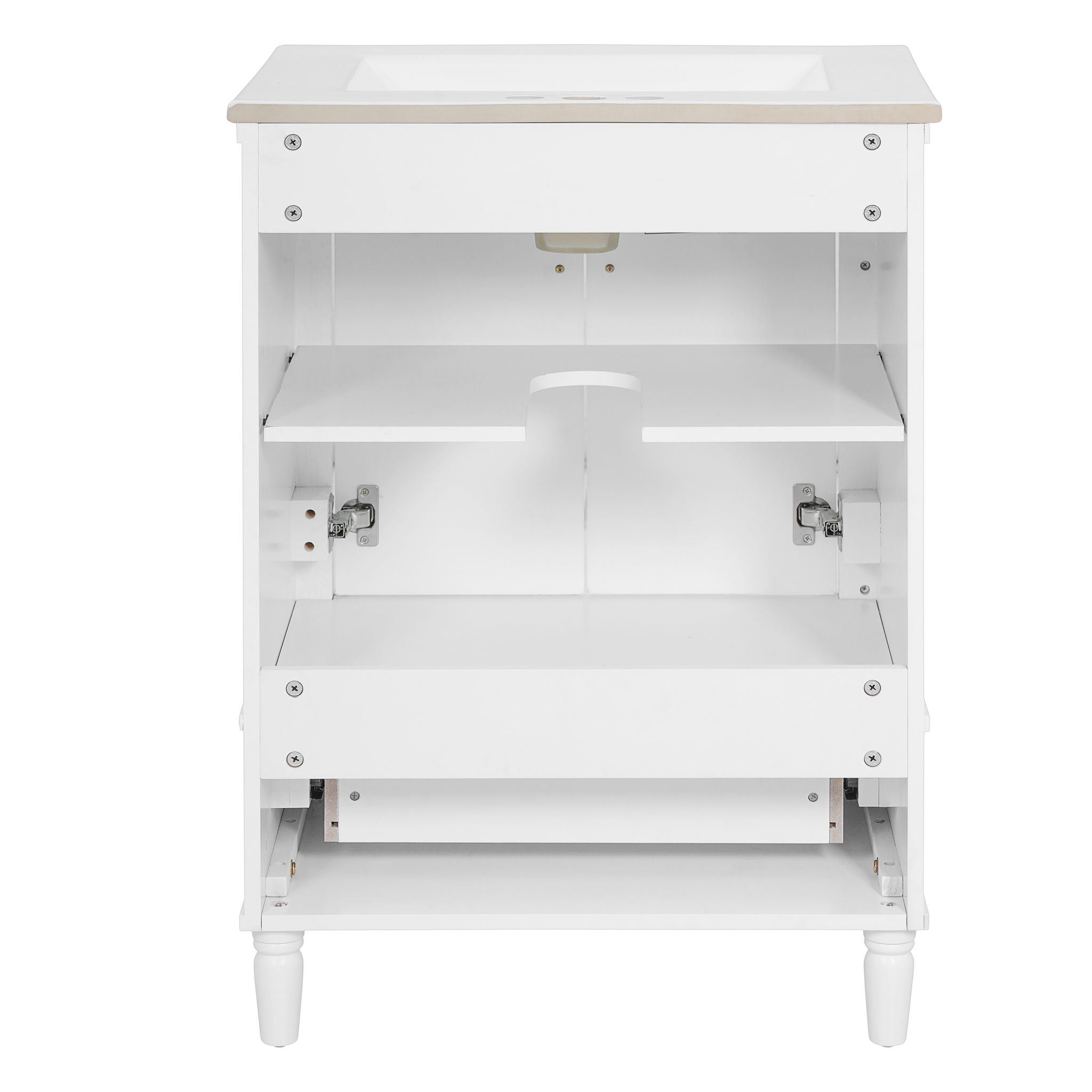 Bathroom Vanity With Ornate French Cylinder Legs, Soft Close Drawer