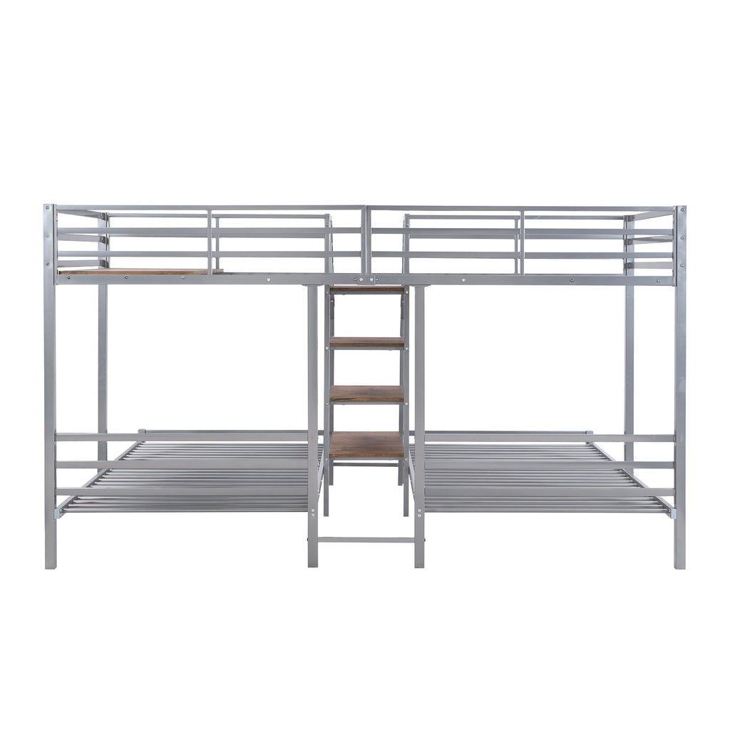 Metal Bunk Bed With Storage Shelves Staircase