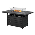 Rectangular Propane Fire Pit Table With Burner, Lava Rock, Waterproof Cover