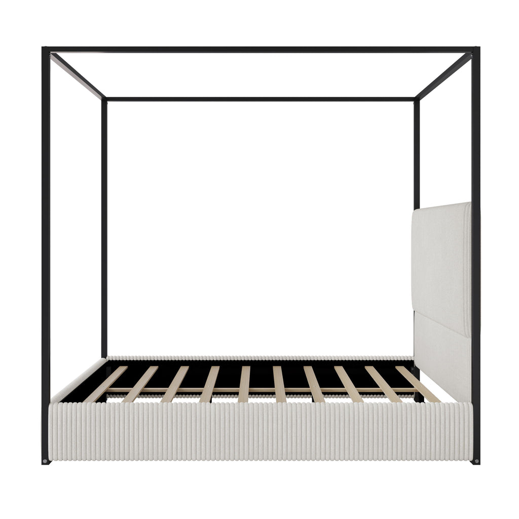 Canopy Bed With Tall Upholstered Headboard And 4 Poster