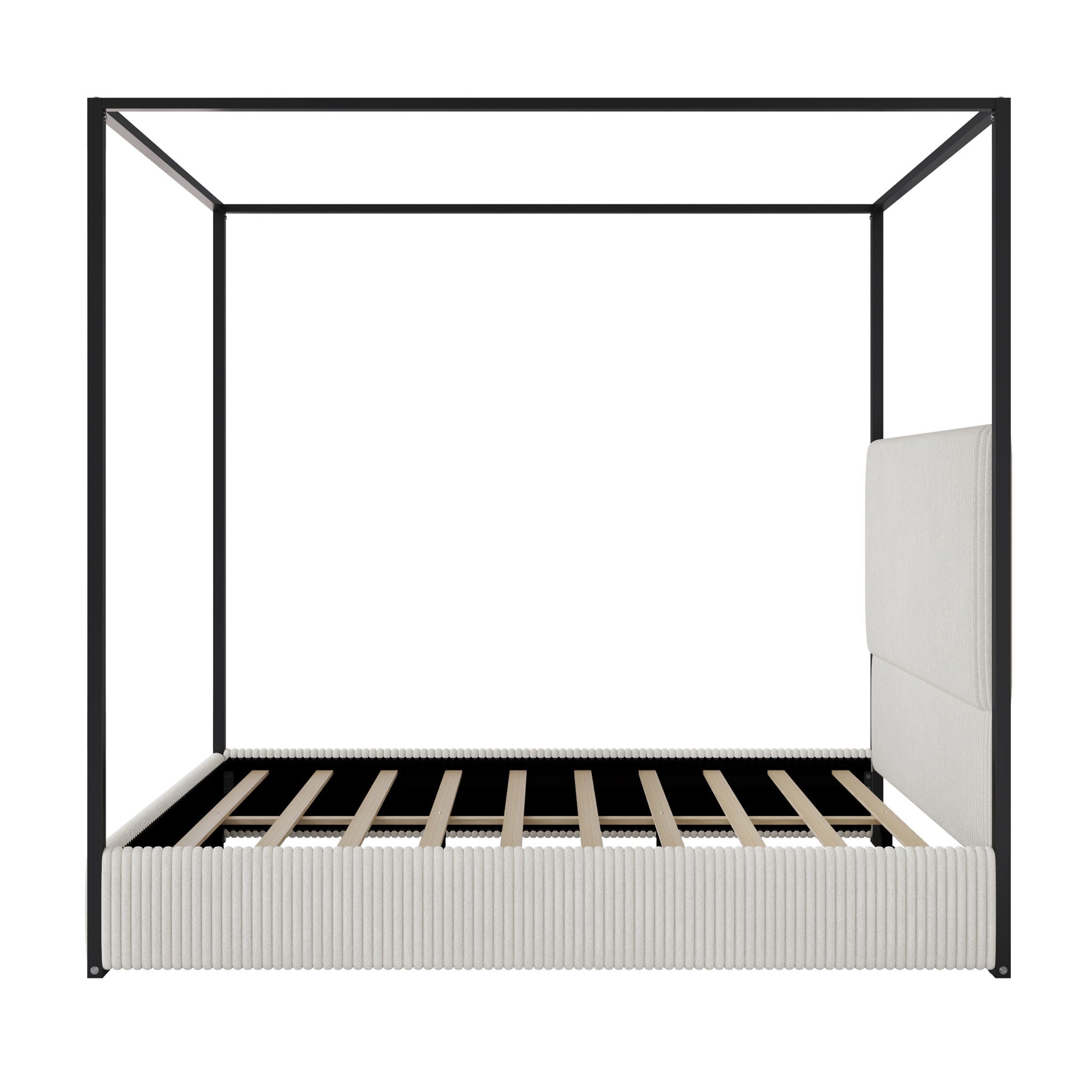 Canopy Bed With Tall Upholstered Headboard And 4 Poster