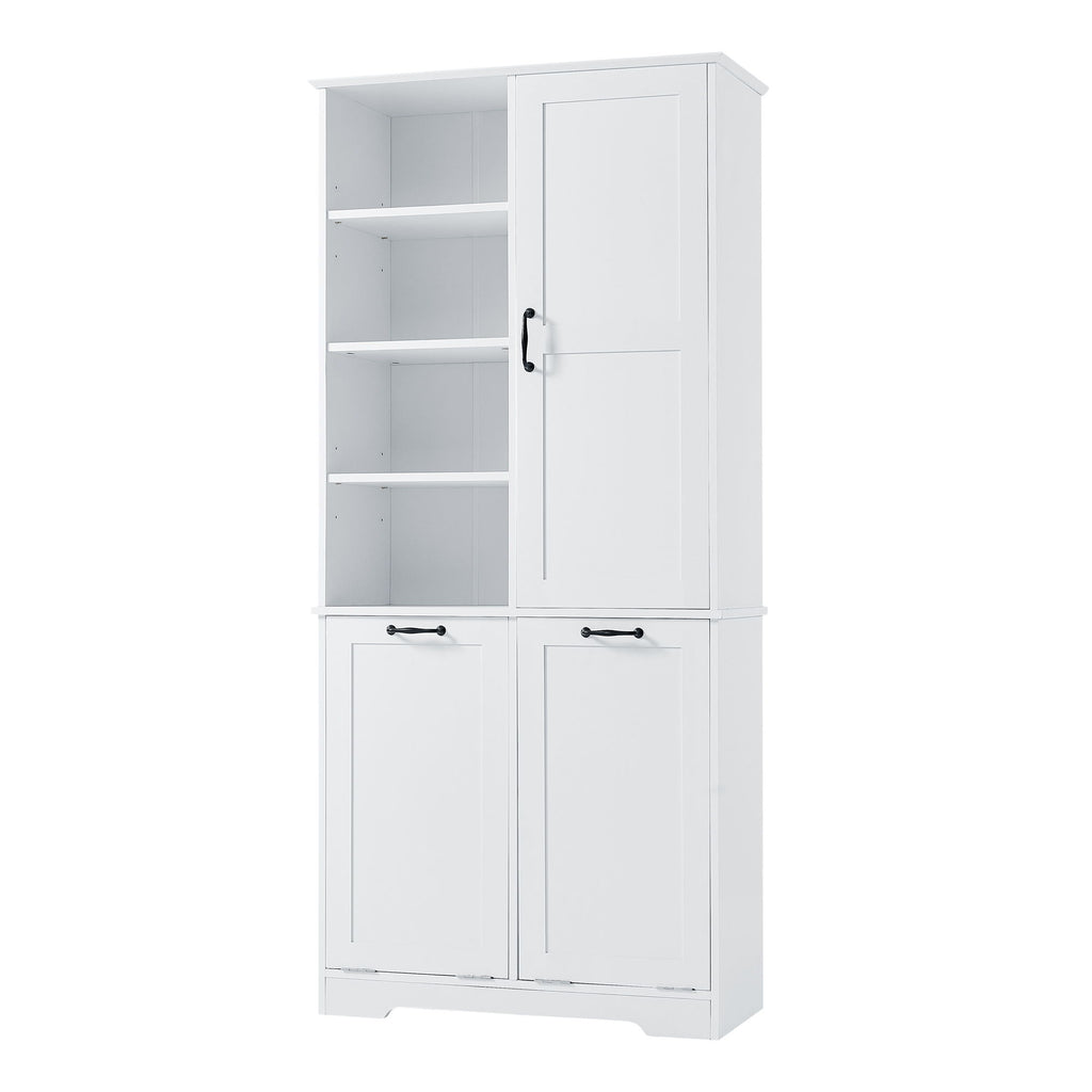 Freestanding Bathroom Storage Cabinet With Doors And Drawers, Adjustable Shelves, Tilt-Out Laundry Hamper