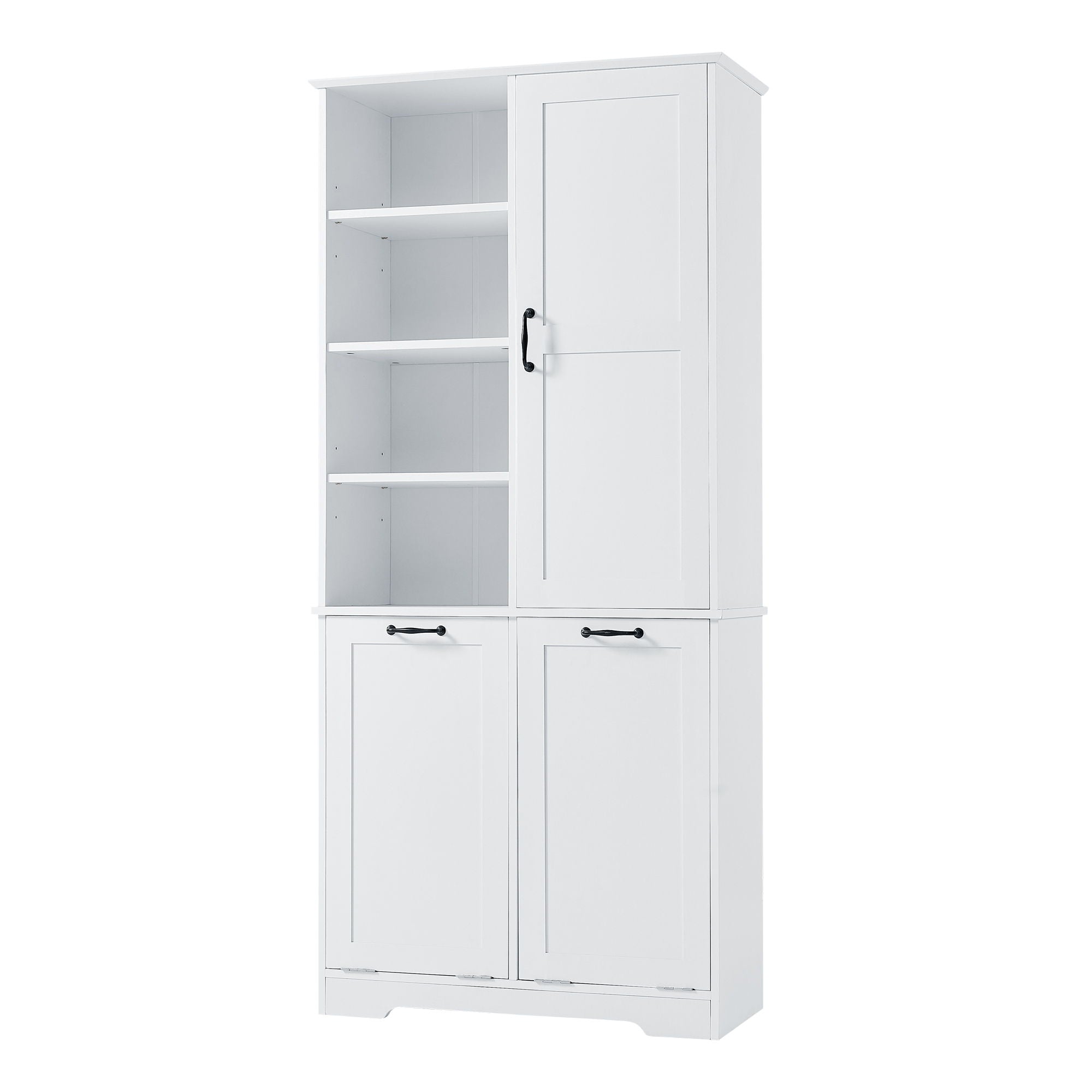 Freestanding Bathroom Storage Cabinet With Doors And Drawers, Adjustable Shelves, Tilt-Out Laundry Hamper