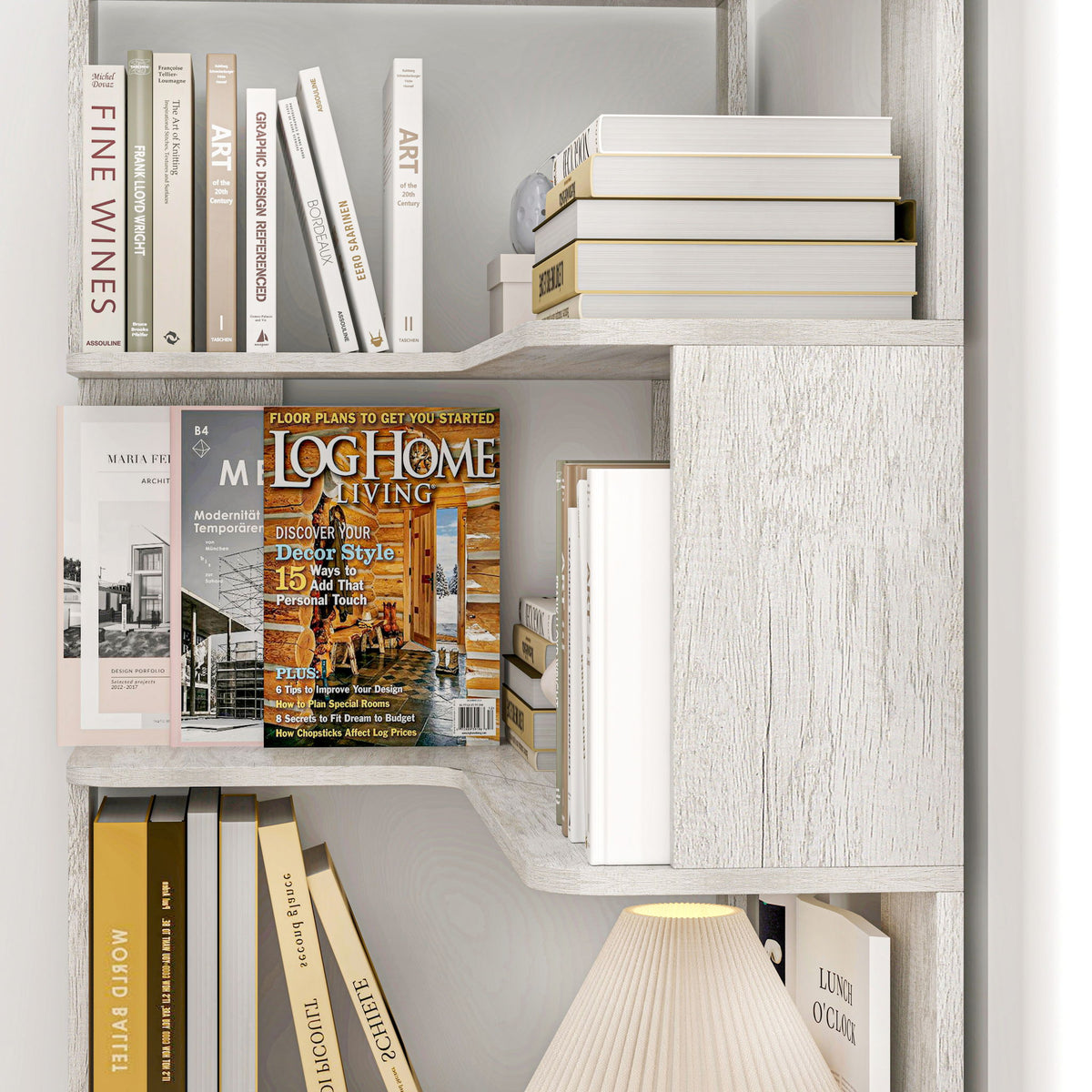 L-Shaped Corner Bookshelf 90Cm Extended Size 5 Tier Freestanding Display Shelf With Anti Tip Safety Features - Light Gray