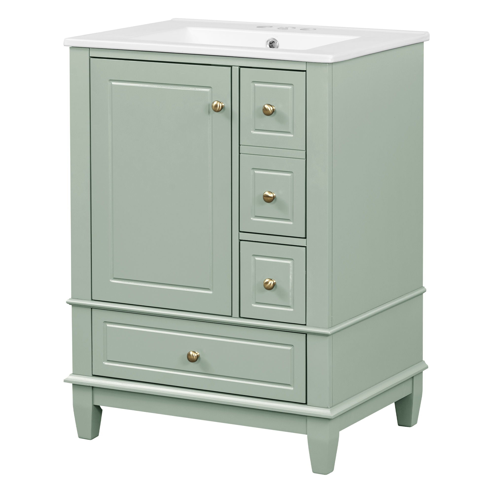 Modern Bathroom Vanity With Sink, Freestanding Cabinet With Drawers And Storage Shelves