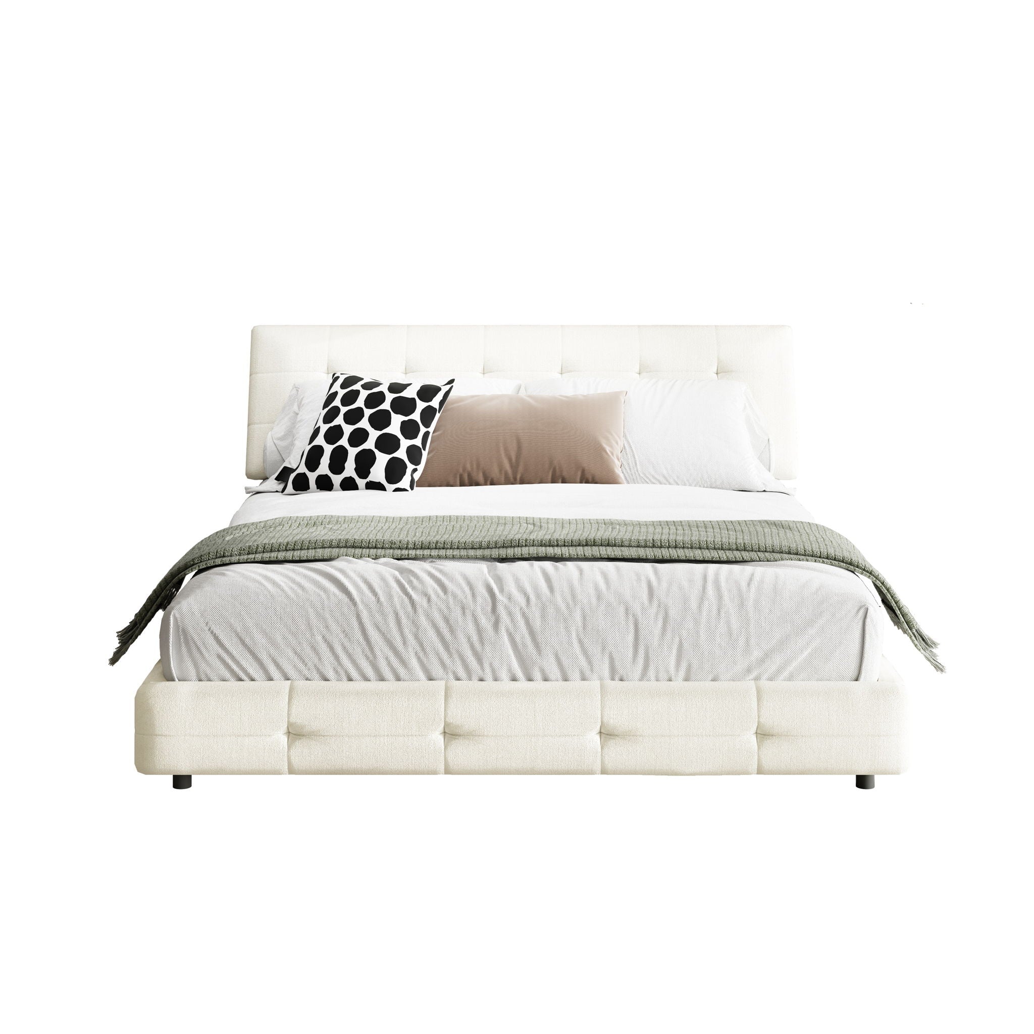 Tufted Headboard With Extra-Large Ultra-Soft Cloud Pillow Design