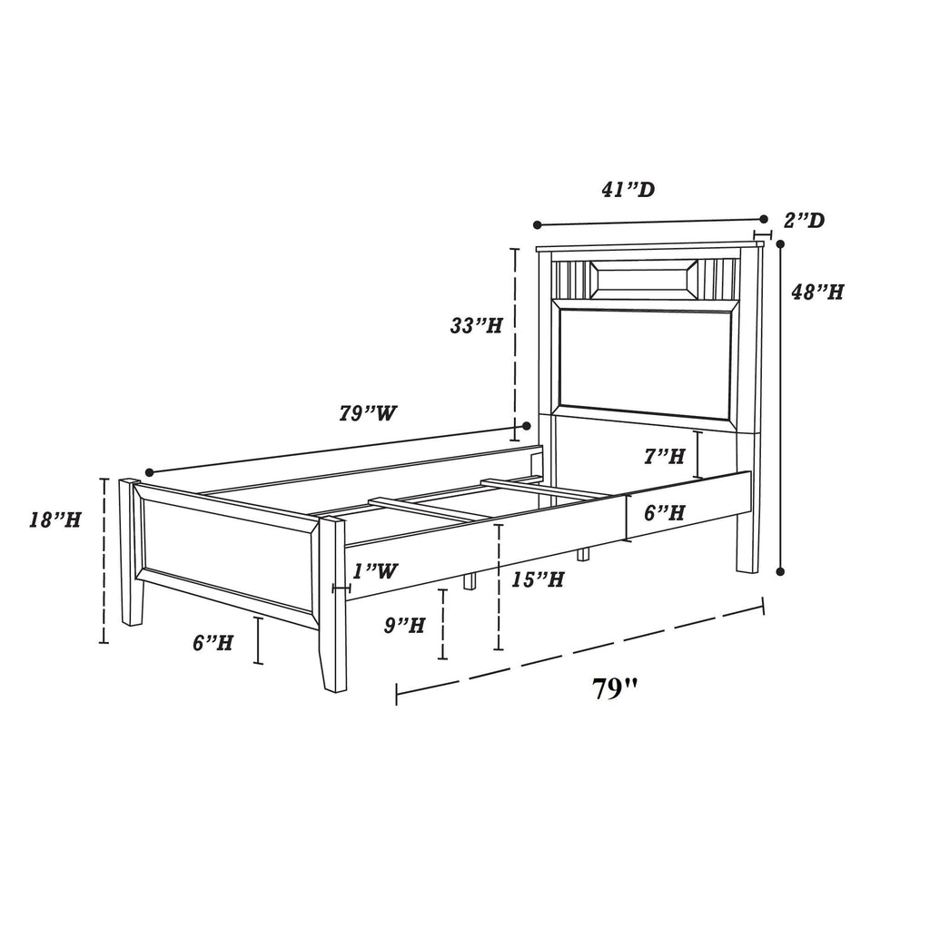 Simple Frame With Headboard And Vertical Carved Design