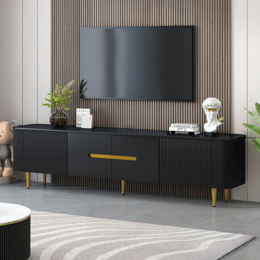 TV Stand For TVs, Media Console With 4 Spacious Cabinets For Living Room