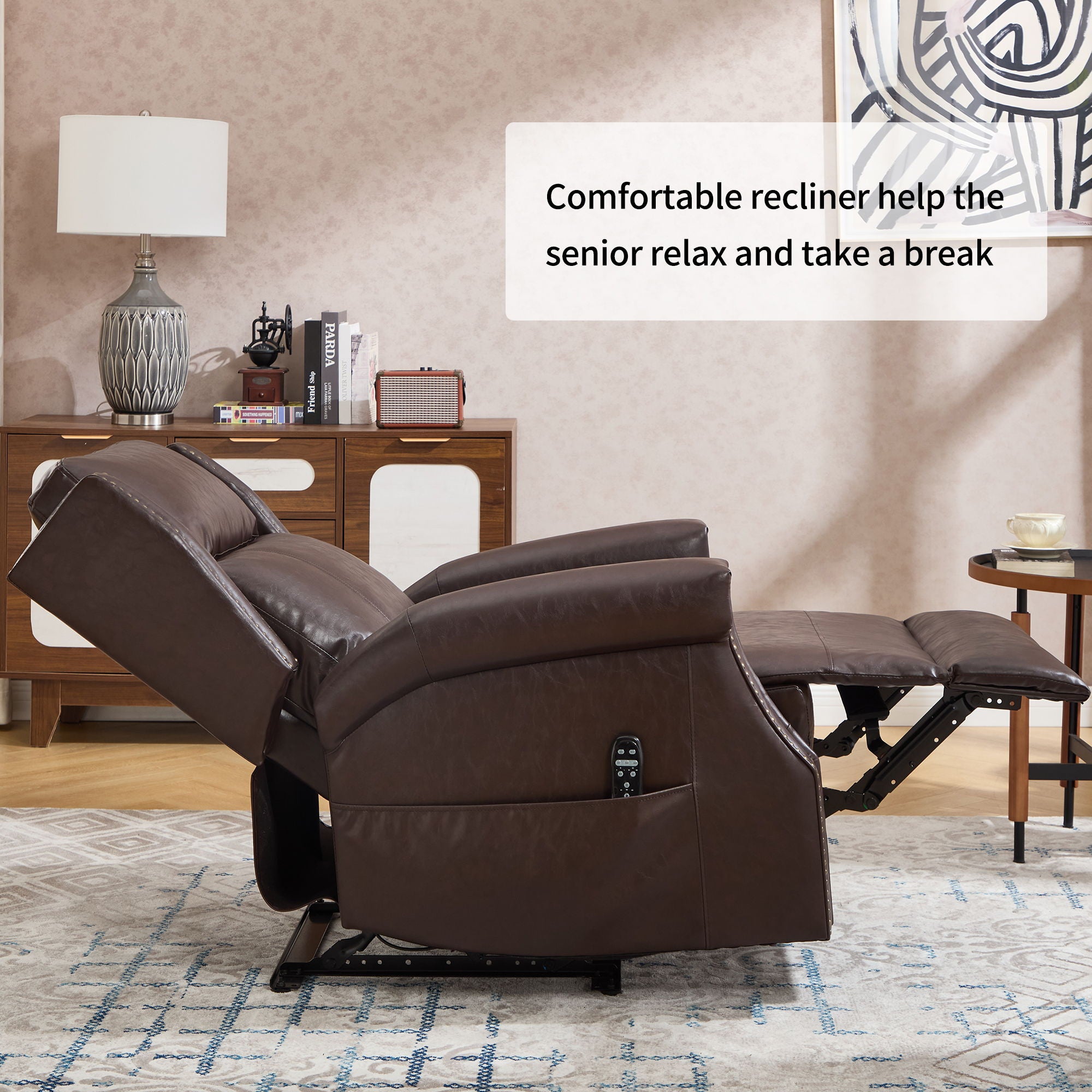 Manual Recliner Chair With Heavy Duty Motion Mechanism, 8 Vibrating Nodes And 3 Massage Modes For Living Room
