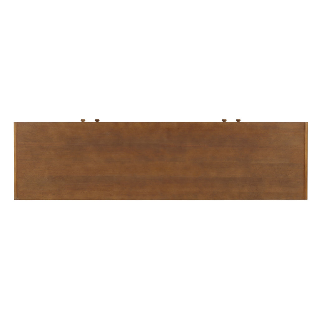 Modern Scandinavian 4 Door Sideboard Storage Cabinet With Adjustable Shelves - Brown / Gold