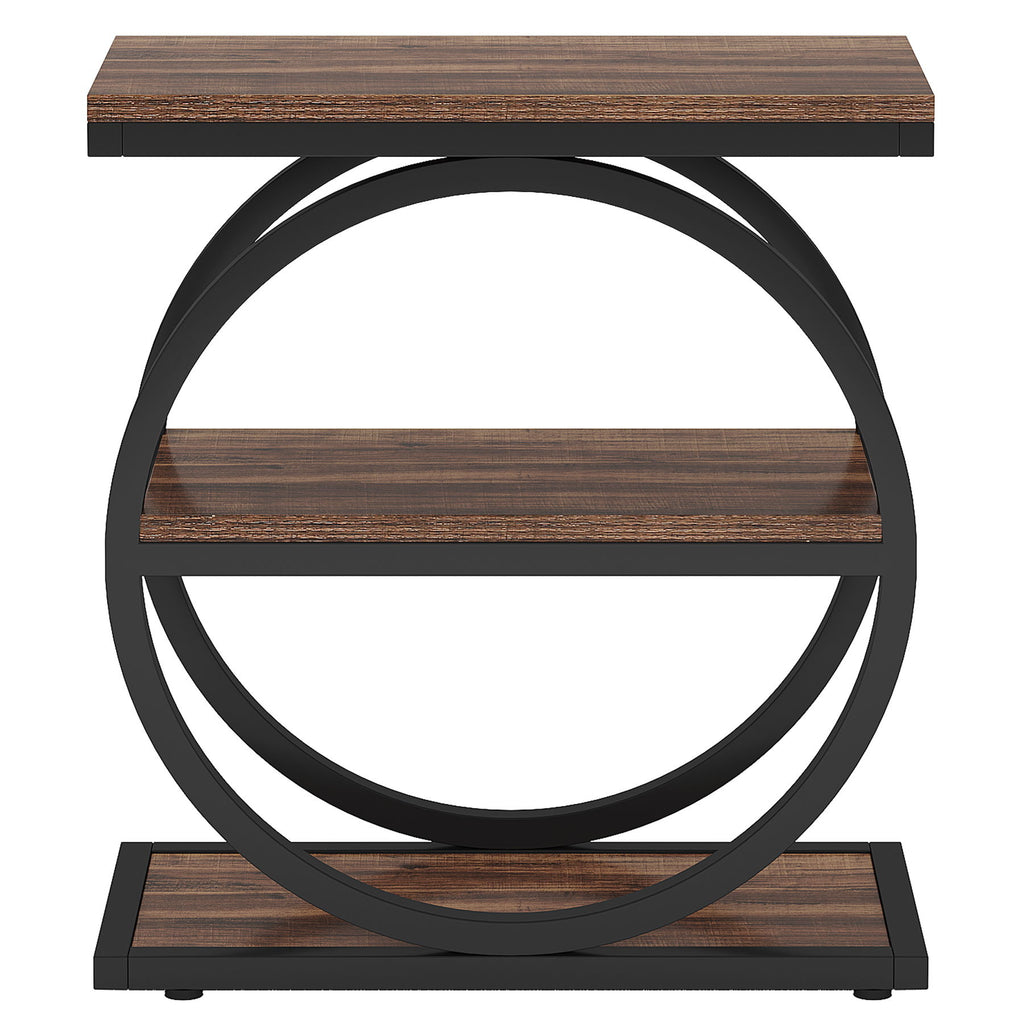 Industrial Narrow End Table With 3 Shelves