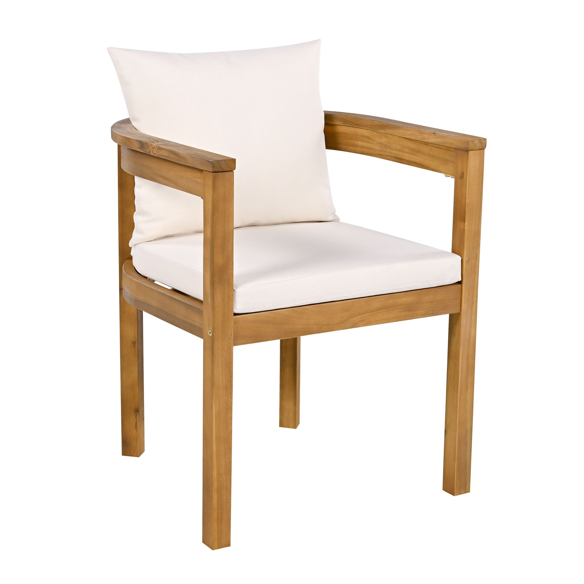 Abaco - Outdoor Patio 7 Pieces Dining Set With Chairs And Table - Teak / Beige