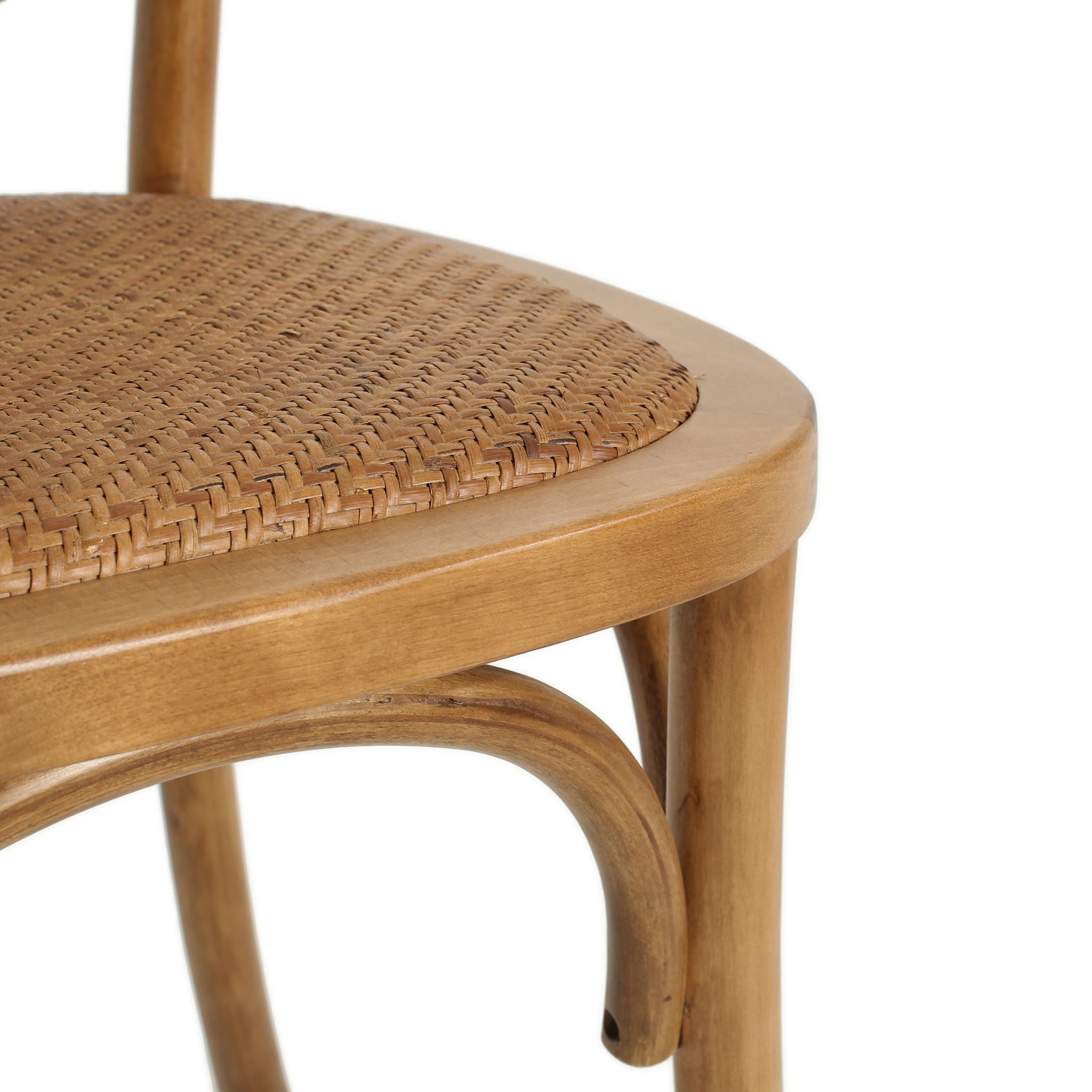Oval Dining Table Set With 4 Birch Rattan Chairs - Brown / Light Brown
