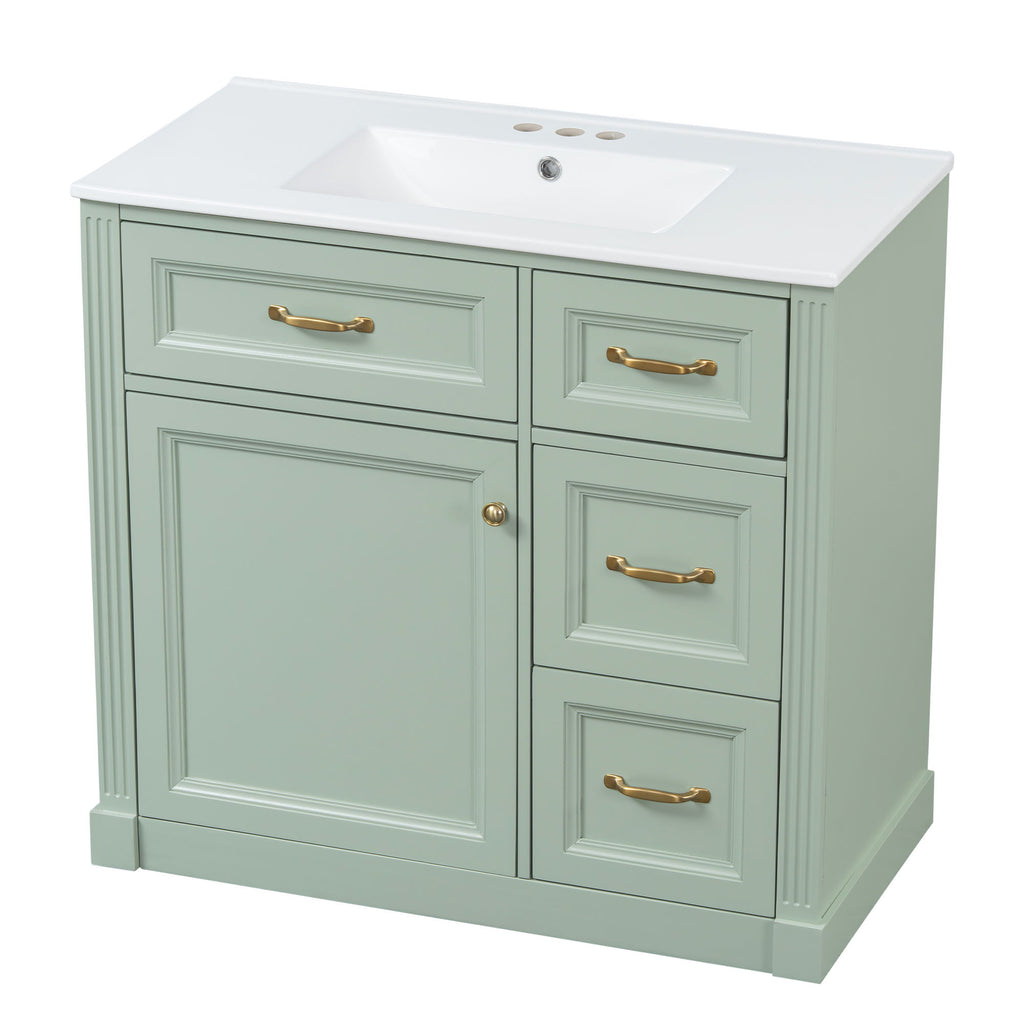 Modern Bathroom Vanity With Sink, 4 Drawers, Soft-Close Door, Adjustable Shelf