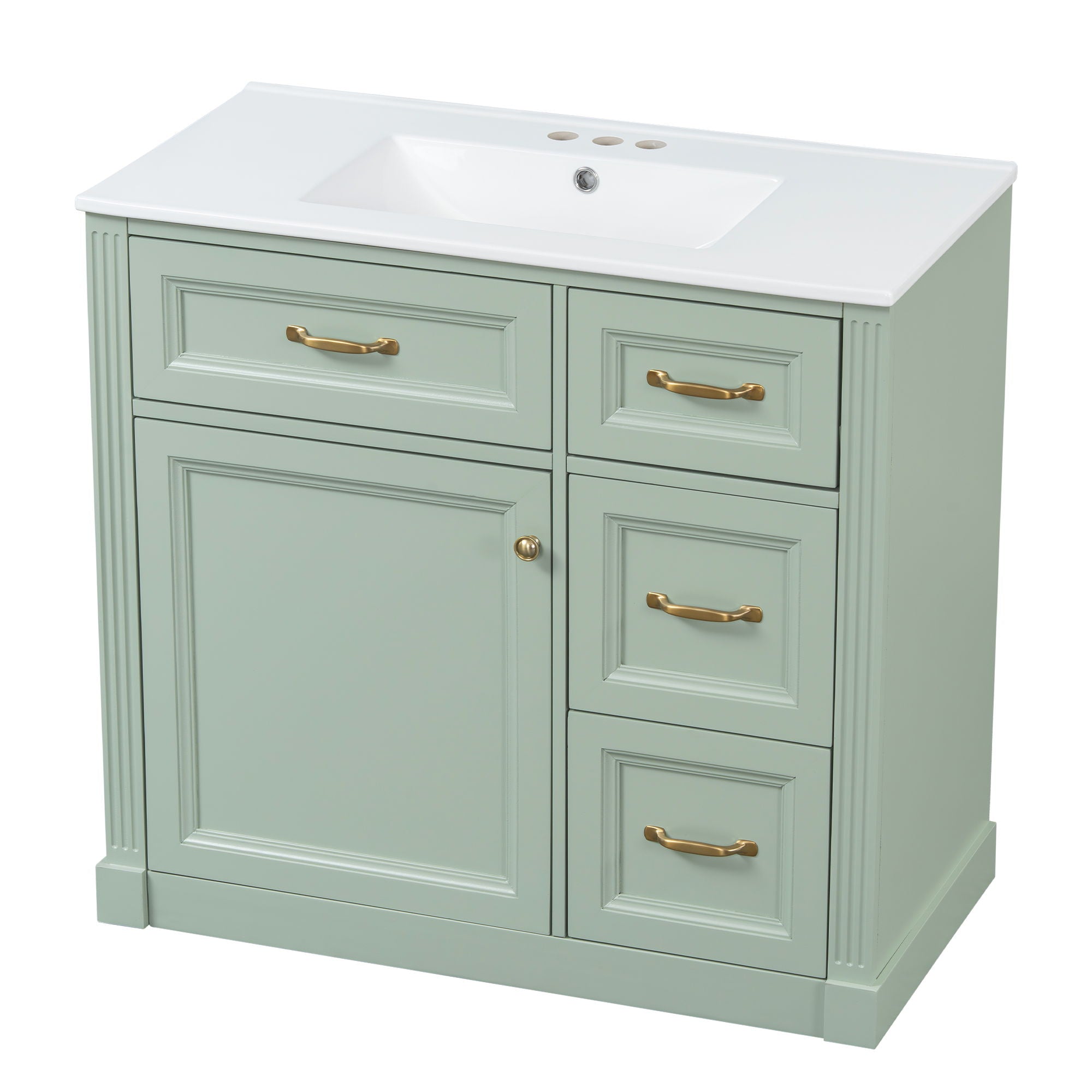 Modern Bathroom Vanity With Sink, 4 Drawers, Soft-Close Door, Adjustable Shelf