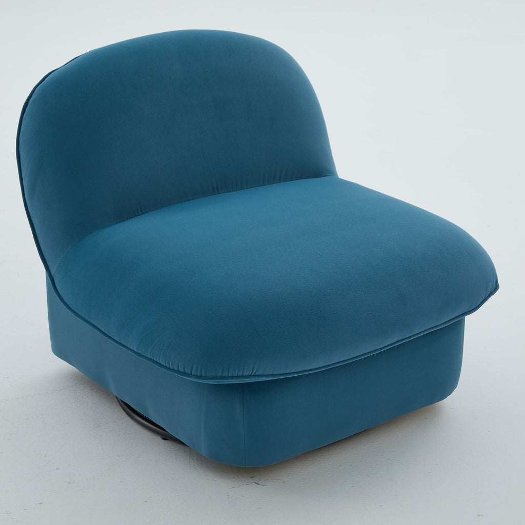 Pumpkin Shaped Swivel Accent Chair, 360 Degree Rotation For Living Room