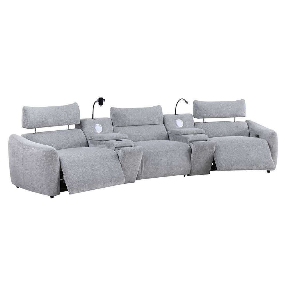 Fullar - LAF Modular Power Motion Recliner - Light Gary Chenille