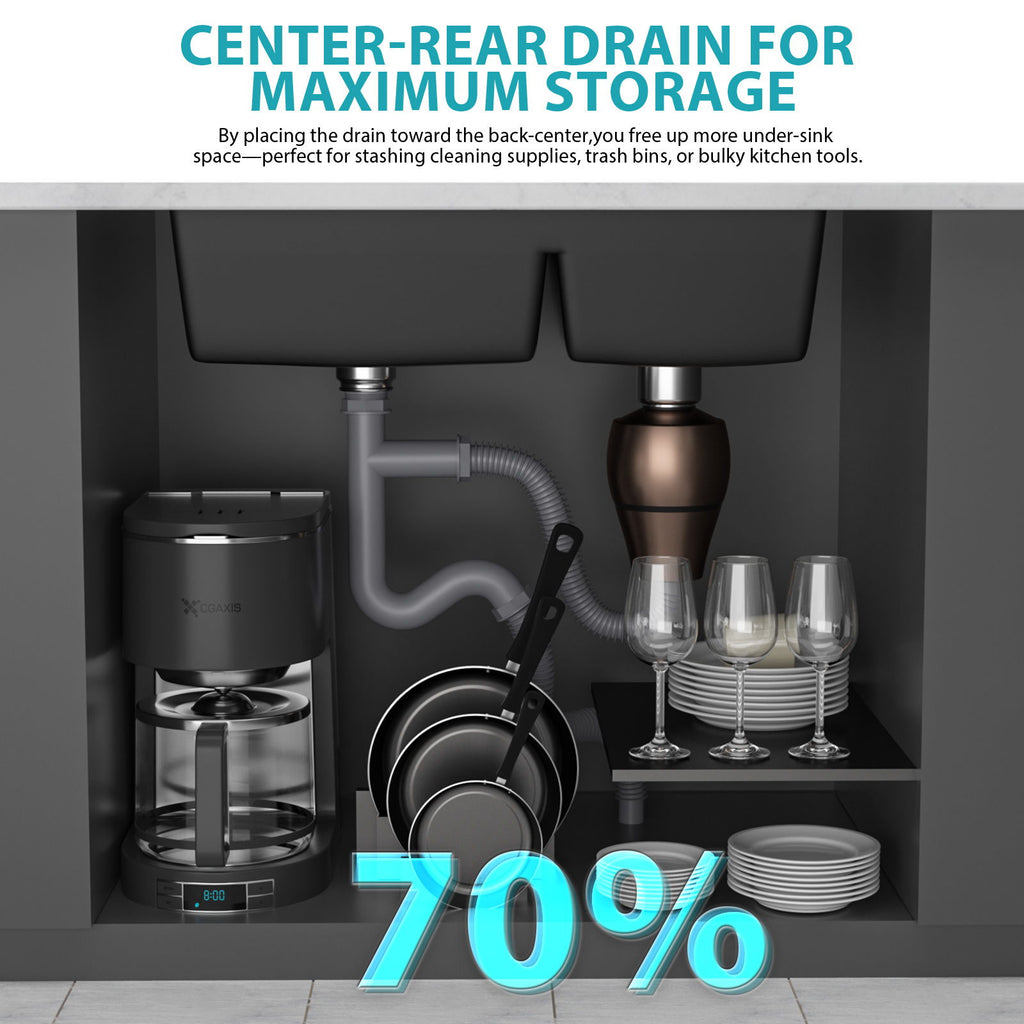 Quartz Kitchen Sink, Double Bowl Undermount Workstation