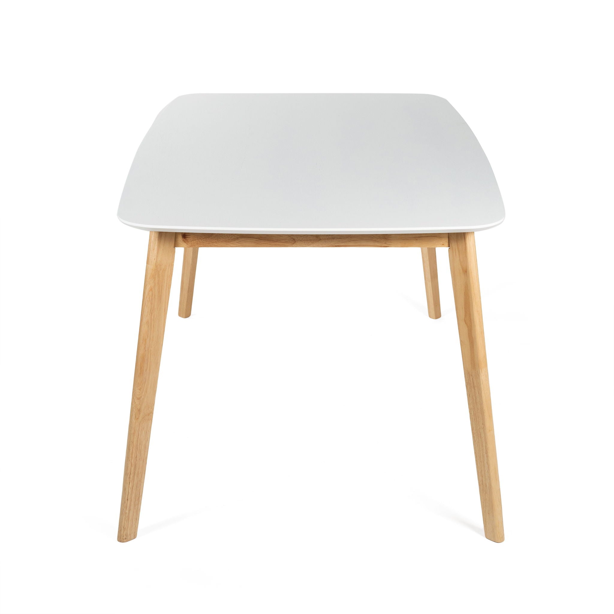 Dining Table With Splayed Rubberwood Legs & Faux Wood Tabletop, - White Oak