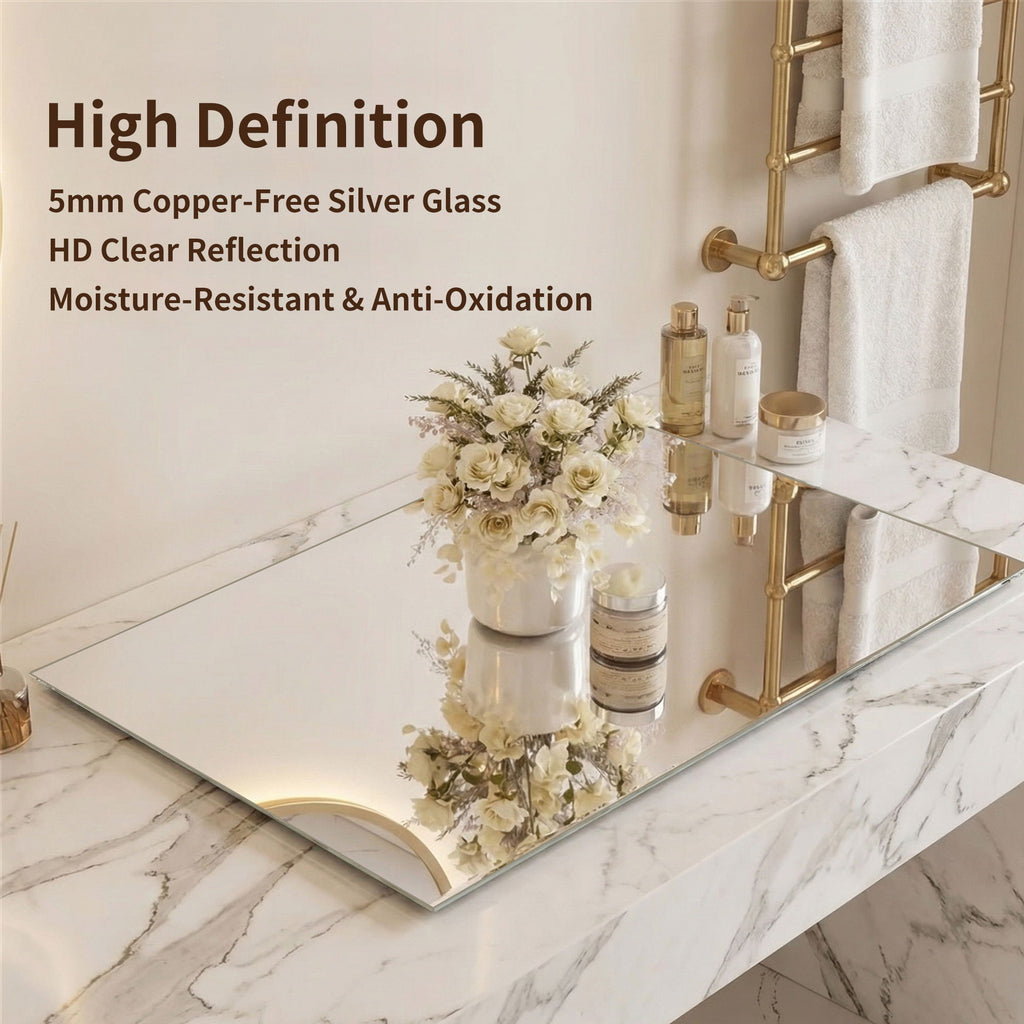 Rectangular Framed Bathroom Wall Mirror, Horizontal Or Vertical Mount