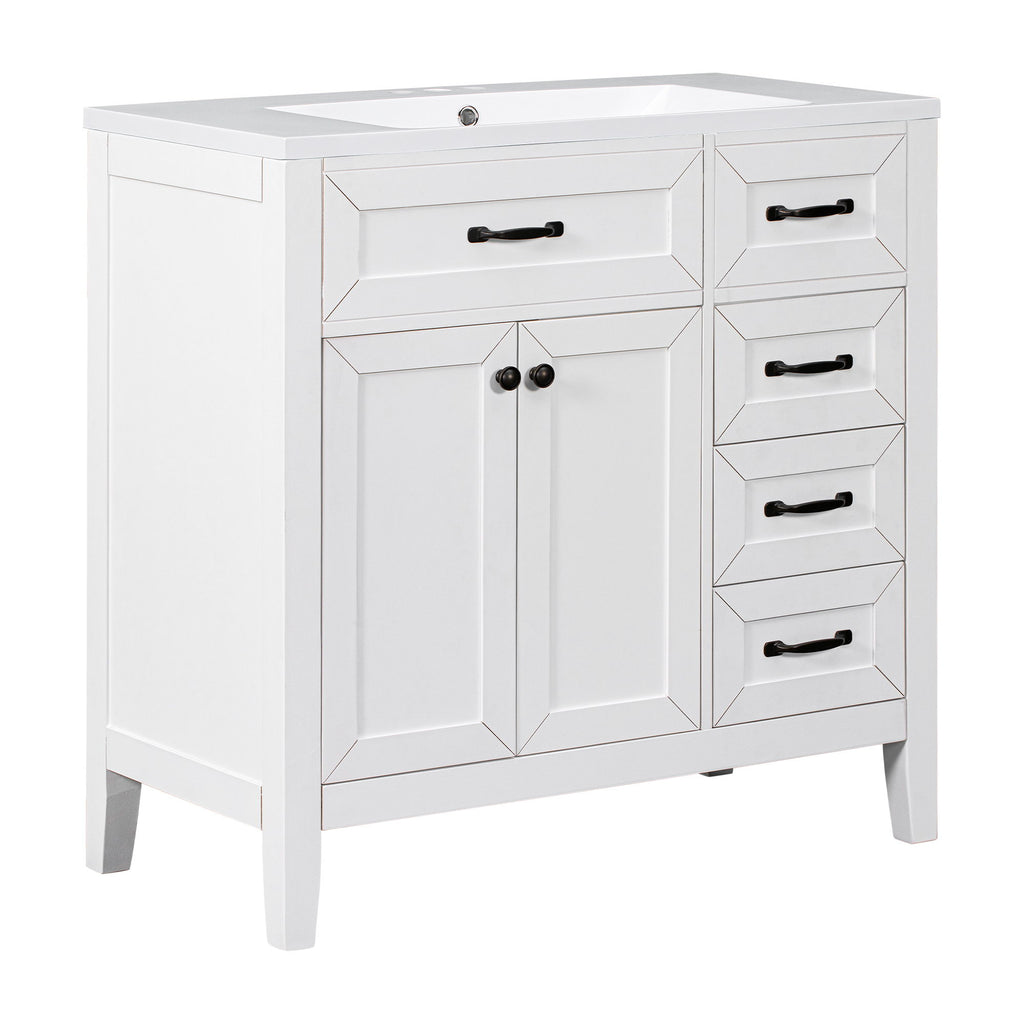 Modern Bathroom Vanity With Sink, Freestanding With Drawers And Doors