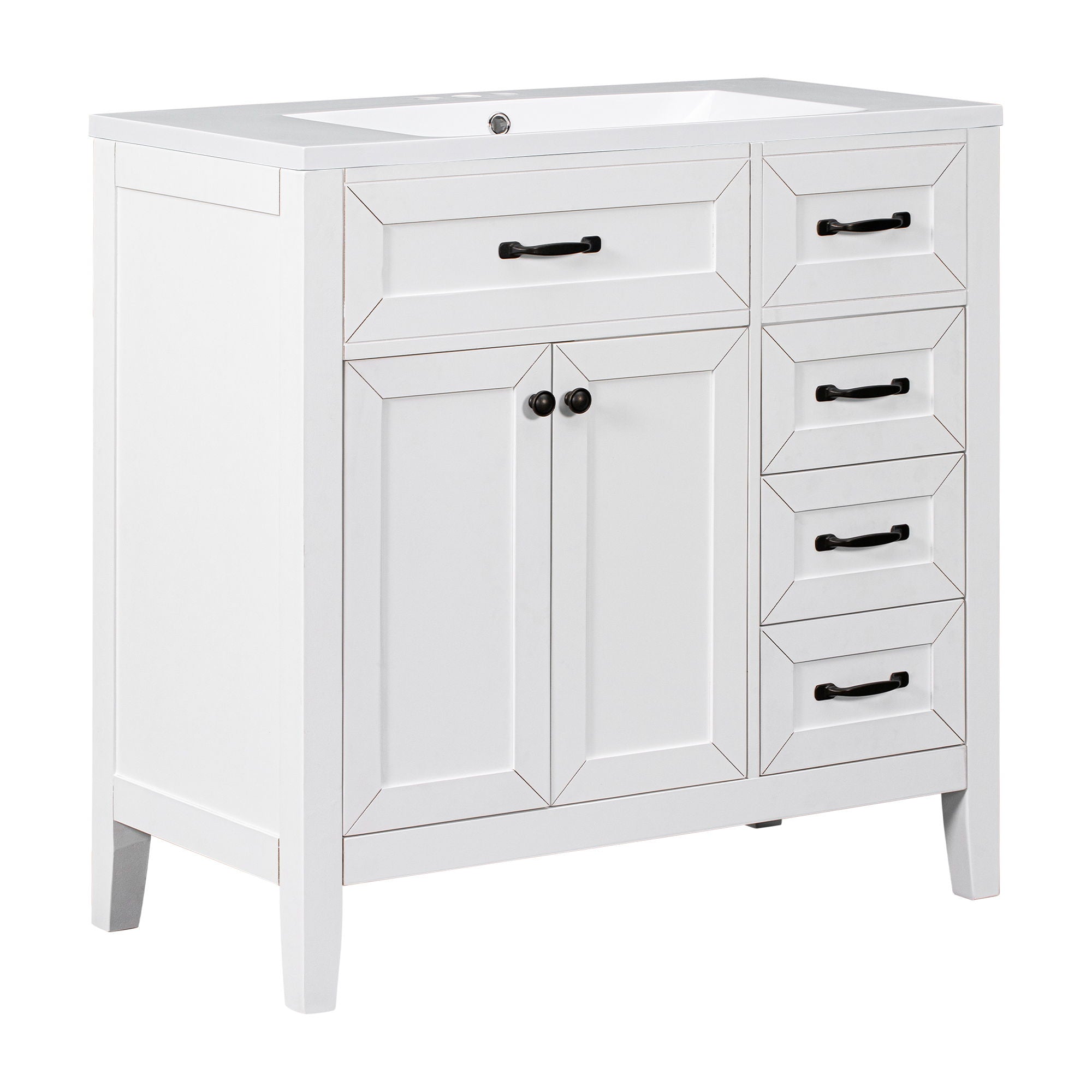 Modern Bathroom Vanity With Sink, Freestanding With Drawers And Doors