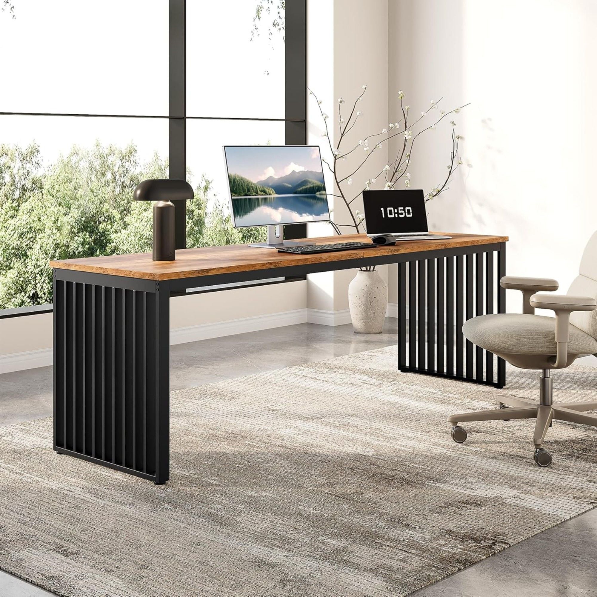 Double Computer Desk For 2 Person, Extra Long Workstation