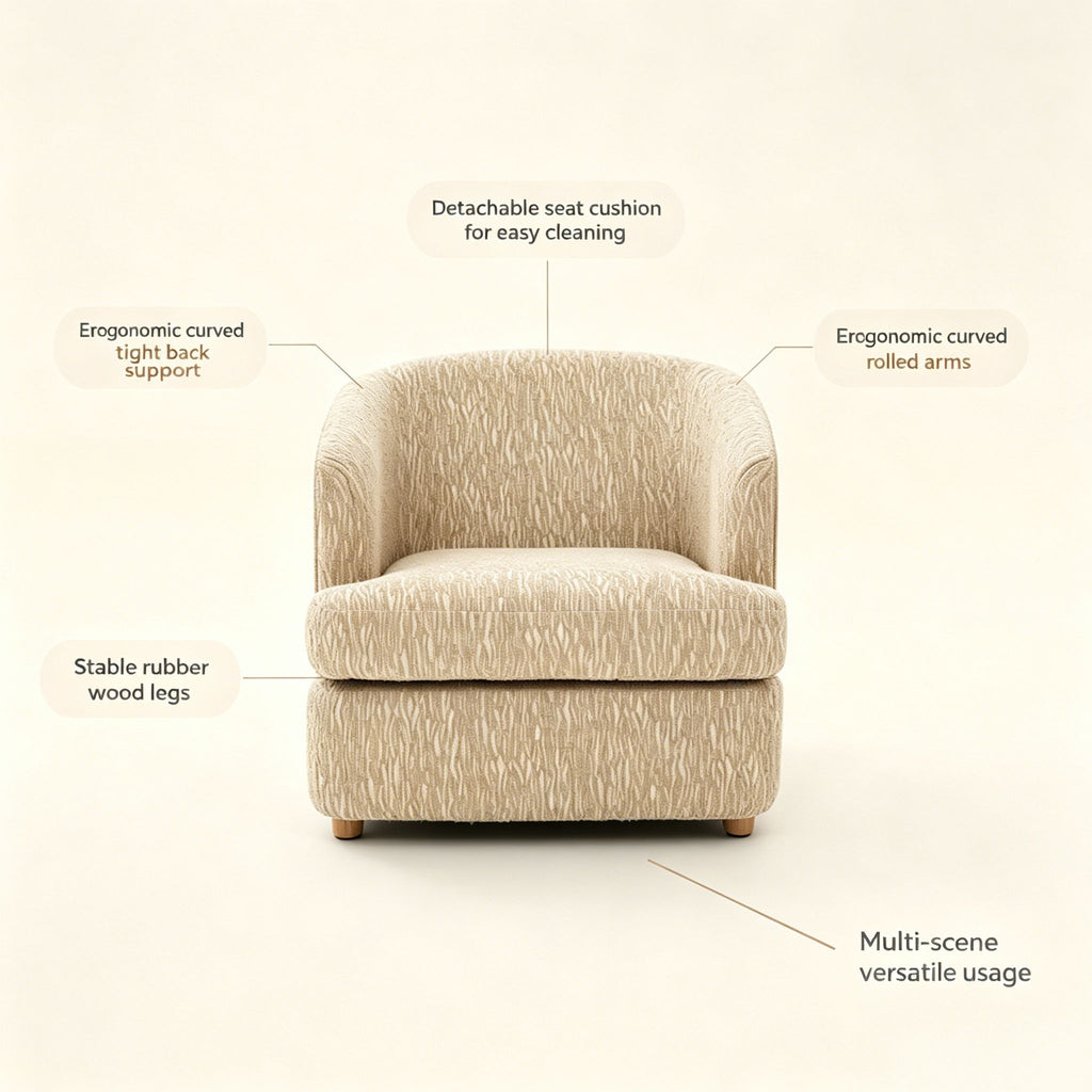 Arm Lounge Chair With Removable Seat Cushion - Light Brown