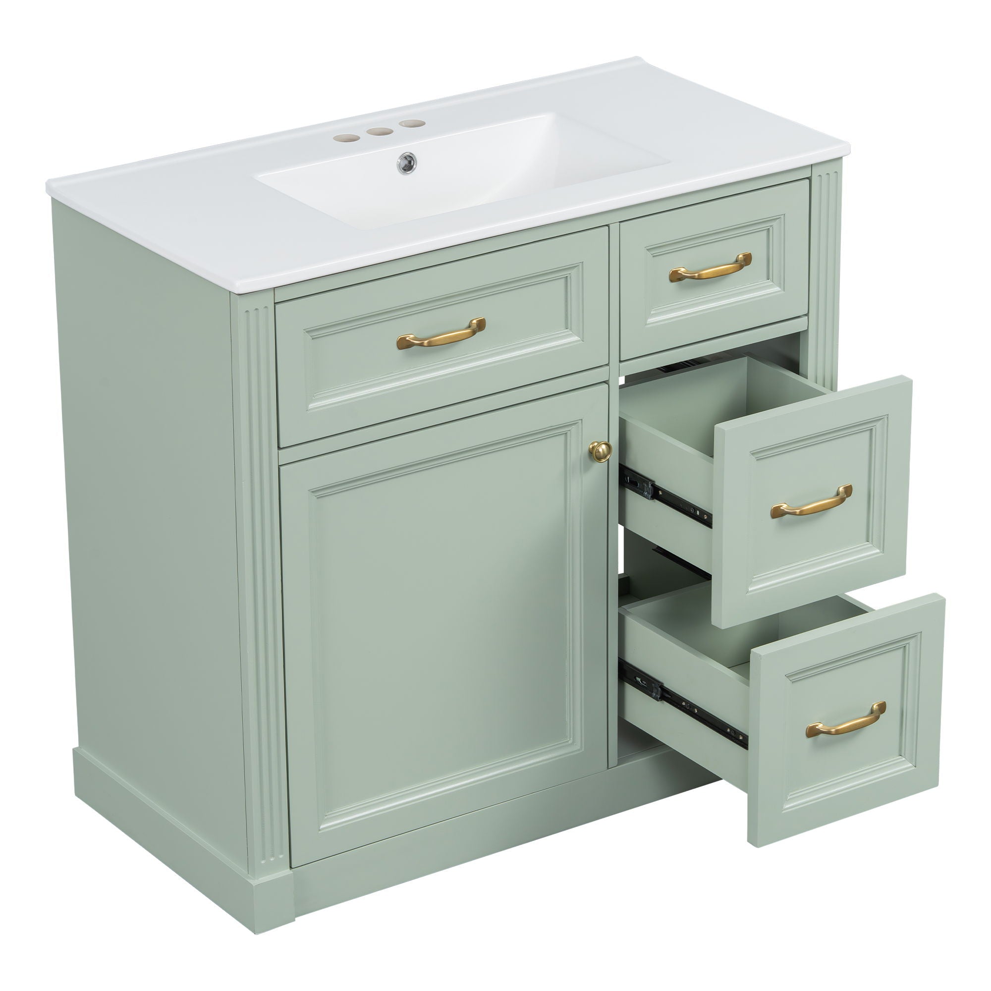 Modern Bathroom Vanity With Sink, 4 Drawers, Soft-Close Door, Adjustable Shelf