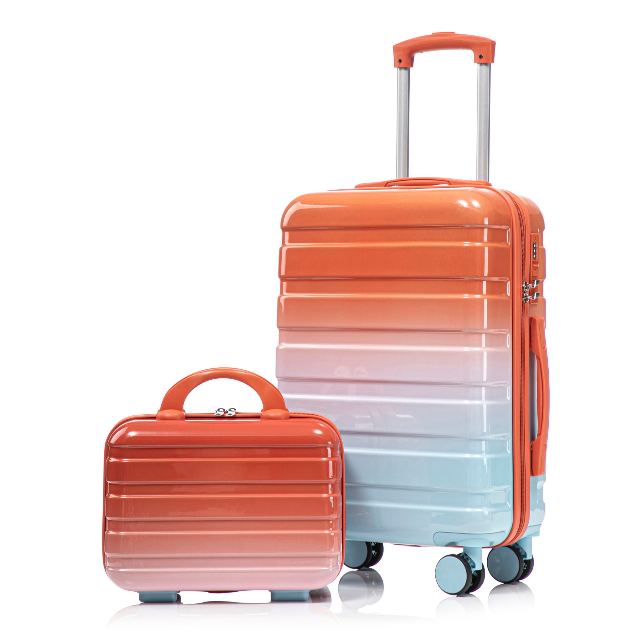 Luggage Set 14" / 20" With Combination Lock And Cosmetic Case