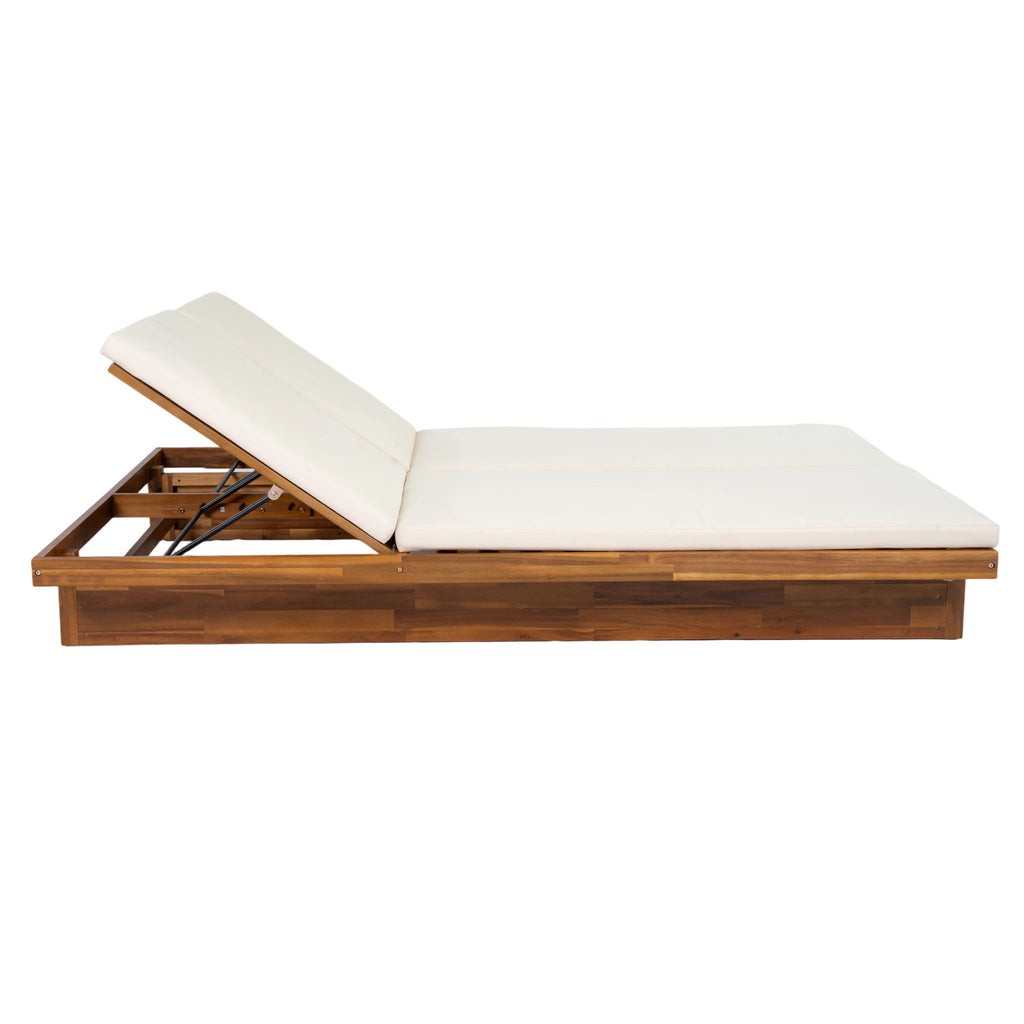 Double Sunlounger With Adjustable Backrest - Beige