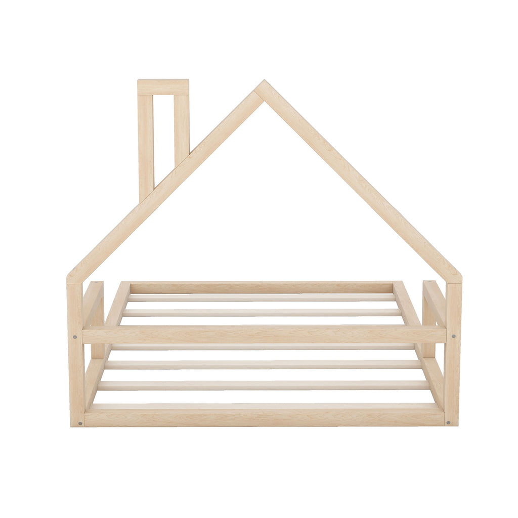 Elegant Floor Bed With House Shaped Headboard