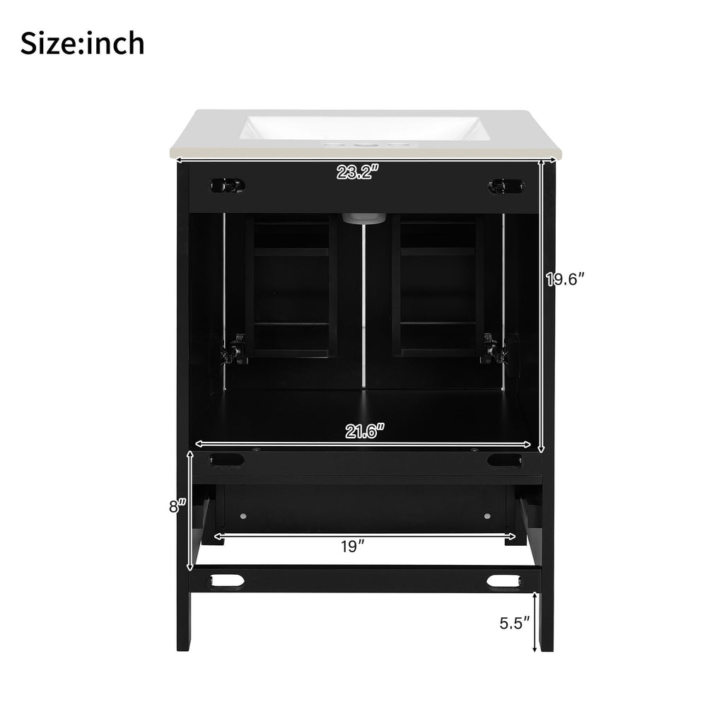 Bathroom Vanity With Integrated Undermount Ceramic Sink, 2 Doors And 1 Drawer, Soft Close Hinges