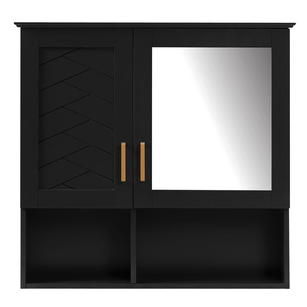2 In 1 Wall-Mounted Mirror Cabinet With Adjustable Shelves, Soft-Close Doors, High-Definition Mirror & Storage