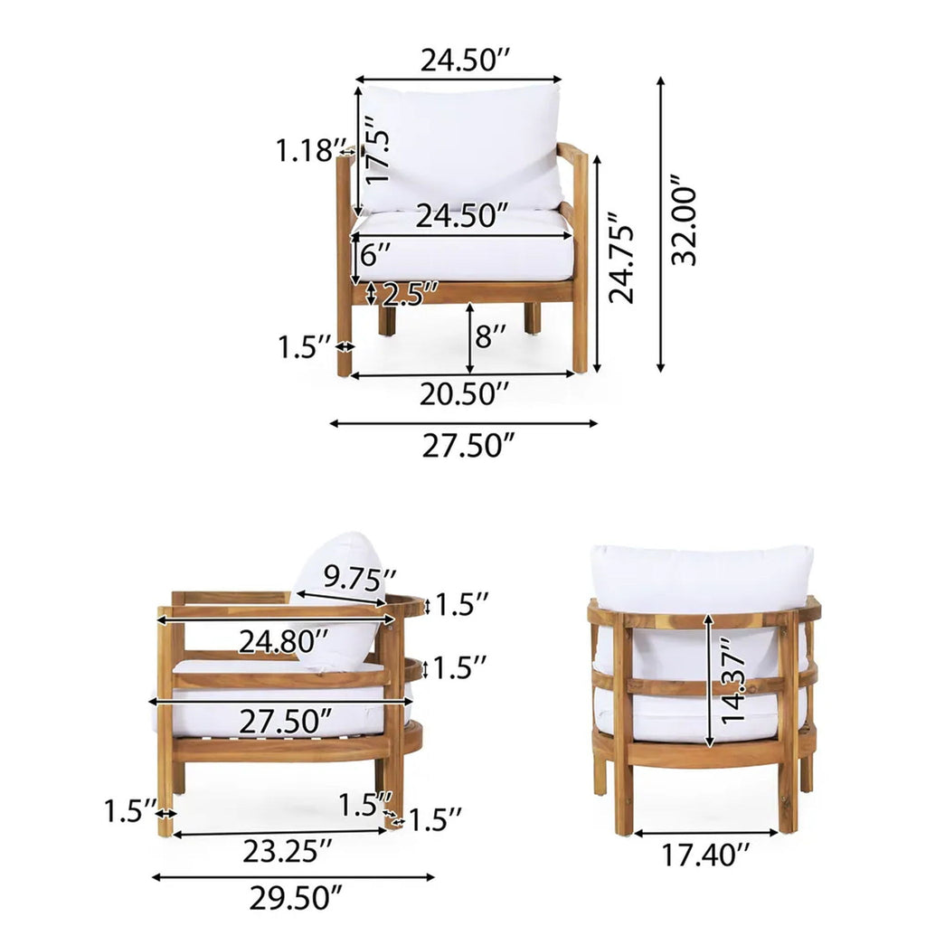 Outdoor Furniture With Coffee Table, Patio Conversation Set Deep Seating With Soft Cushion