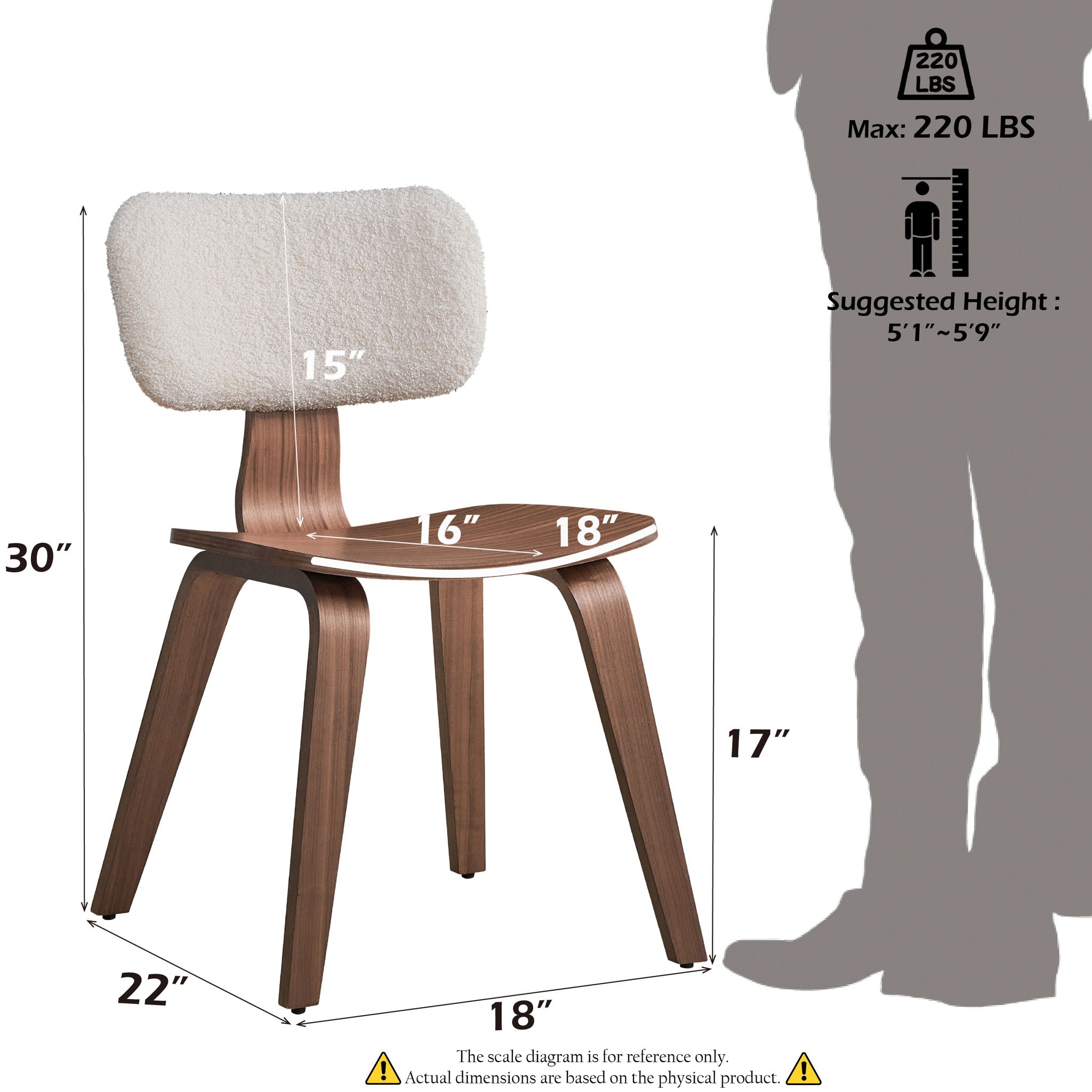 Casson - Boucle 7 Walnut Side Chair (Set of 2) - White / Walnut