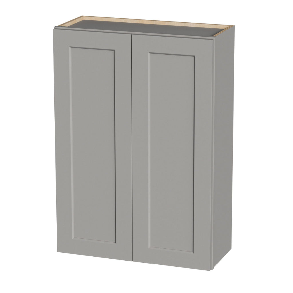 Shaker Wall Cabinet, Soft Close Doors, Adjustable Shelves, Double Door Storage - Gray
