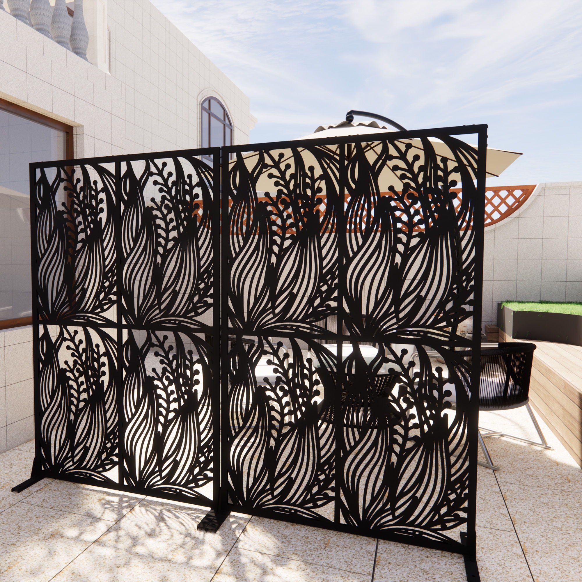 Free Standing Decorative Privacy Screen, Outdoor And Indoor Divider