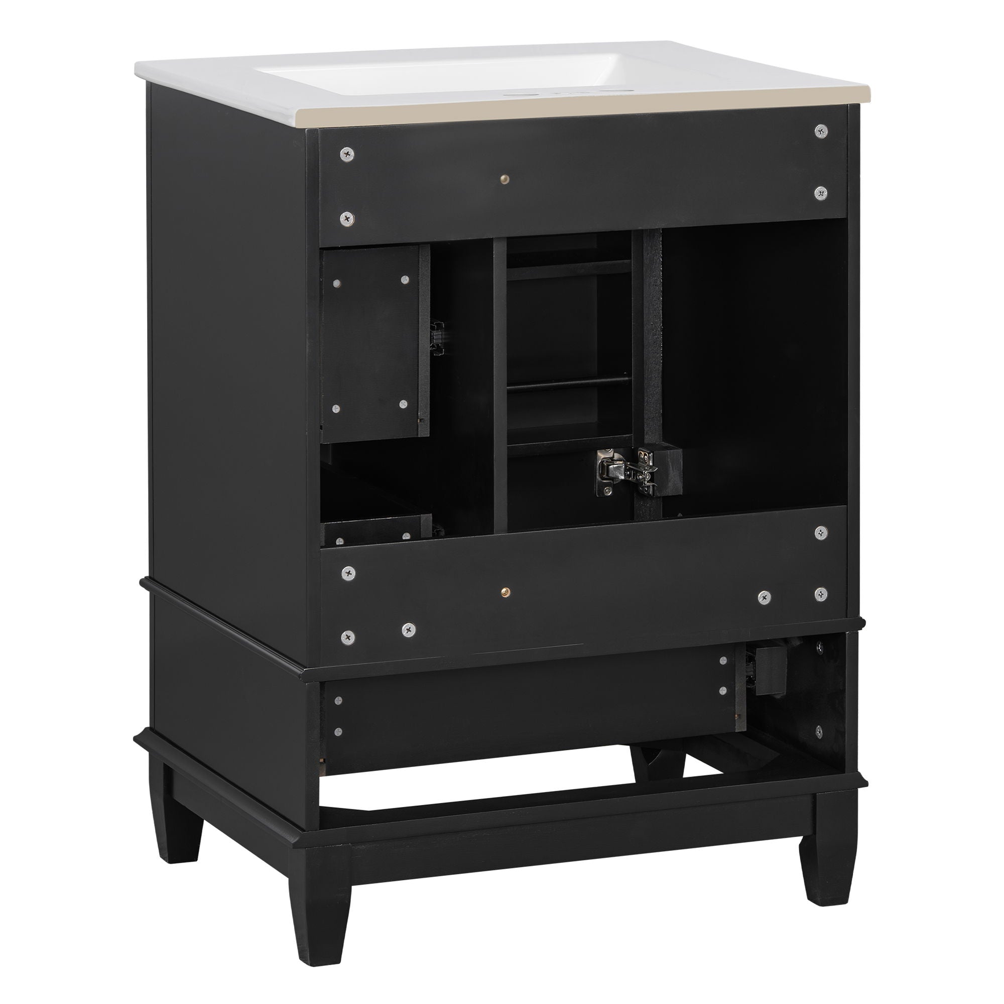 Modern Bathroom Vanity With Sink, Freestanding Cabinet With Drawers And Storage Shelves