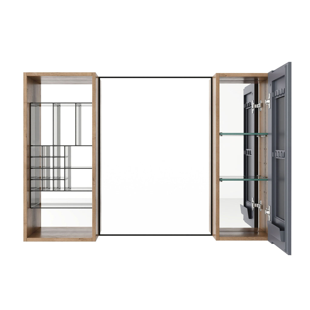 41.3" Wall Mounted Bathroom Cabinet With Adjustable Shelves Storage Unit - Imitative Oak