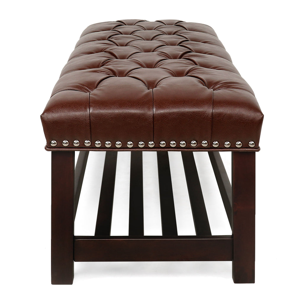 Bedroom End Of Bed Bench Tufted Upholstered End Of Bed Bench End Of Bed Entrance Shoe Bench With Nailhead Trim And Shelf Bedroom Upholstered Bench Living Room Shoe Rack Footstool