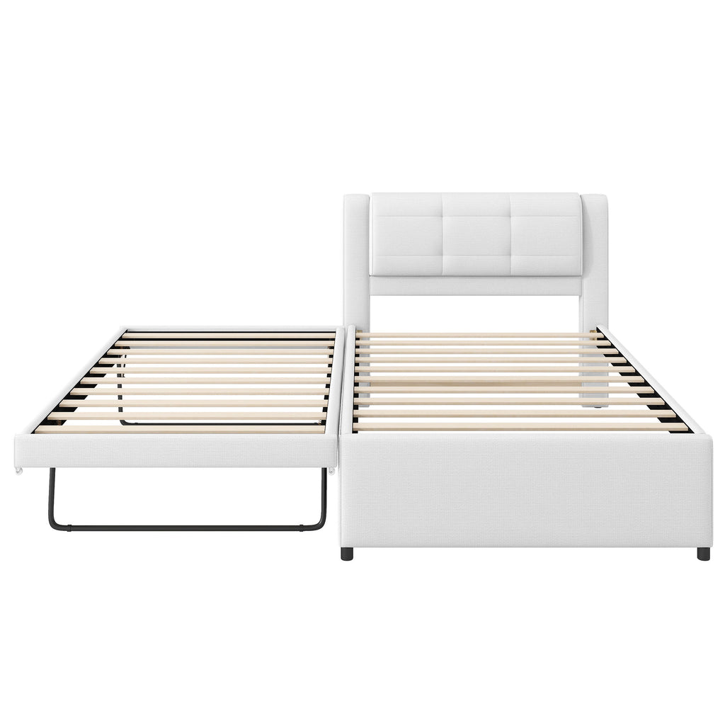 Upholstered Platform Bed With Multifunctional Trundle