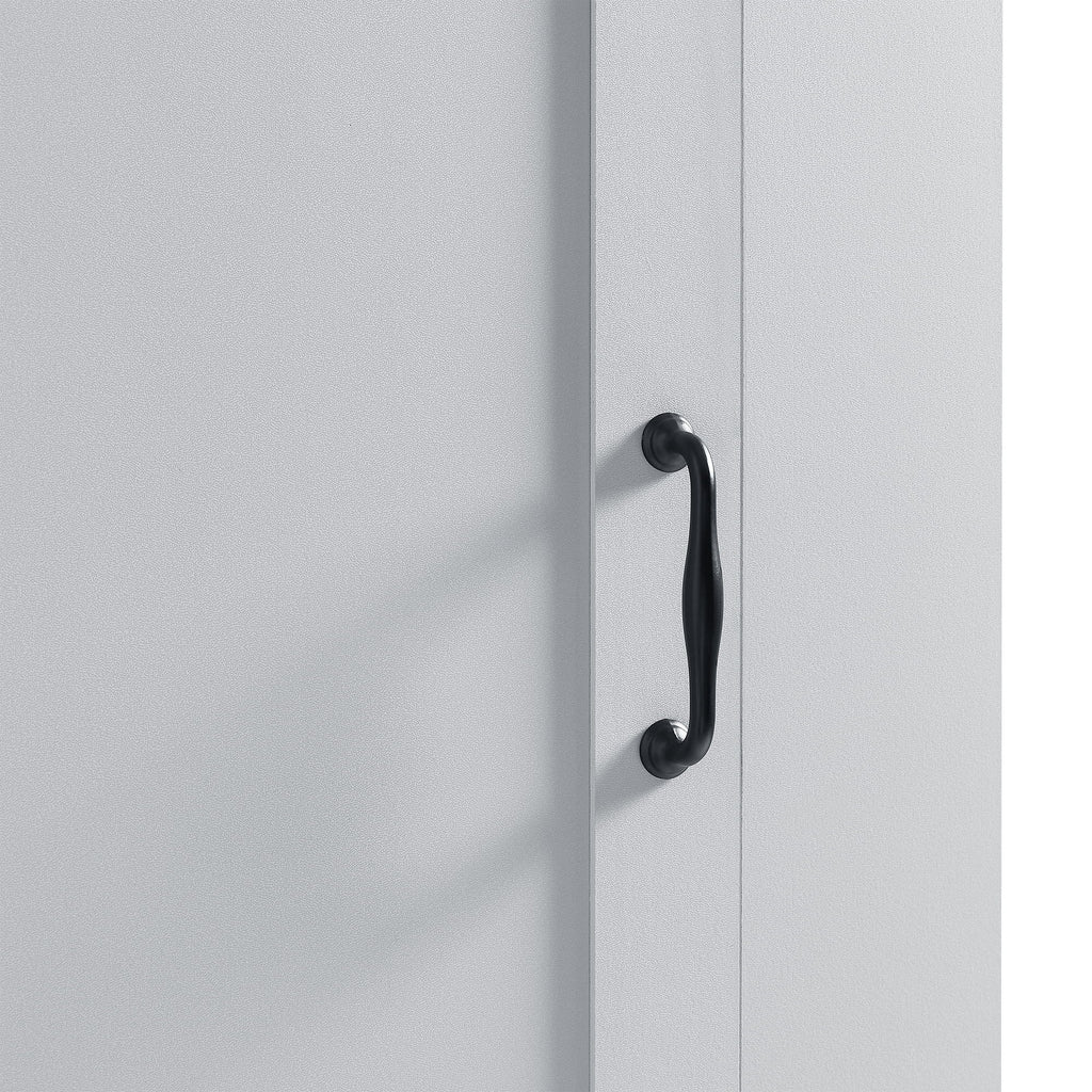 Modern Tall Storage Cabinet With Tilt-Out Compartment, Adjustable Shelves