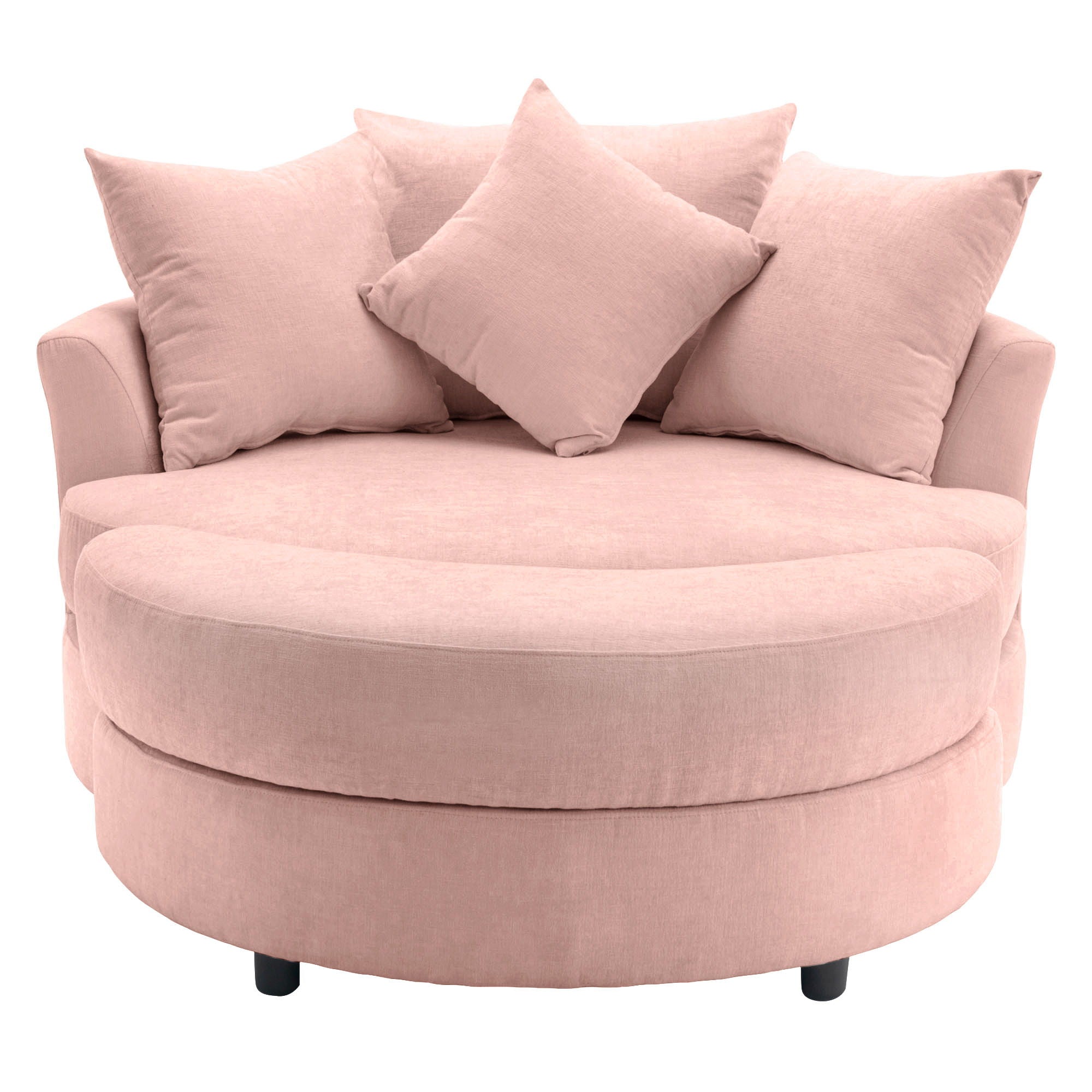 360° Swivel Accent Barrel Chair With Storage Ottoman & 4 Pillows, Modern Leisure Chair Round Accent For Living Room