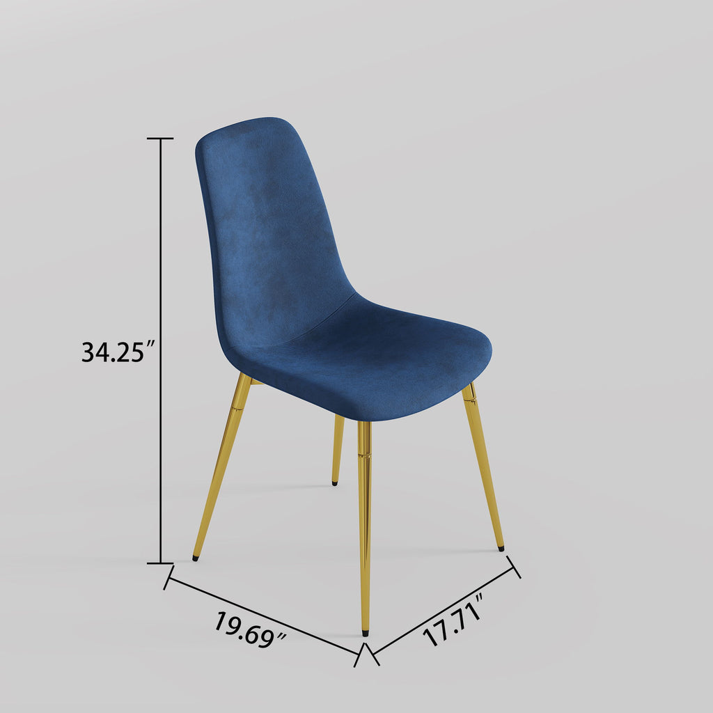 Fabric Dining Chairs, Upholstered Armless Accent Chairs, Classical Appearance And Metal Legs (Set of 4)