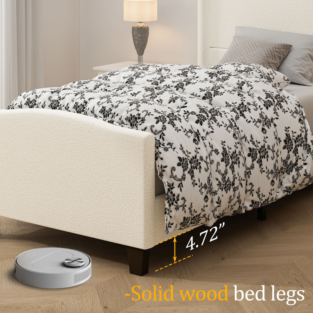 Platform Bed Frame With Tall Headboard And High Footboard